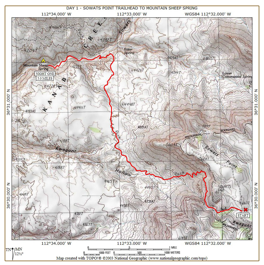 All Hikers Sowats Point to Sowats Canyon to Mountain Sheep Spring